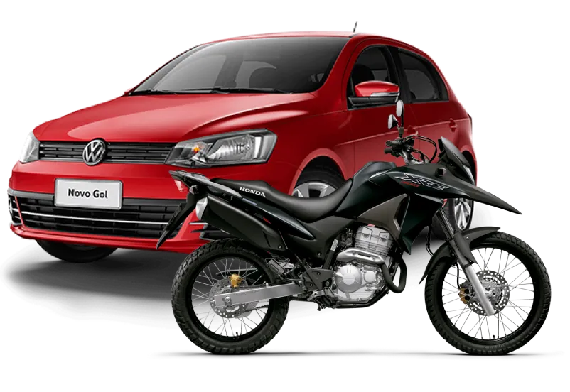 Carro gol vermelho e Moto